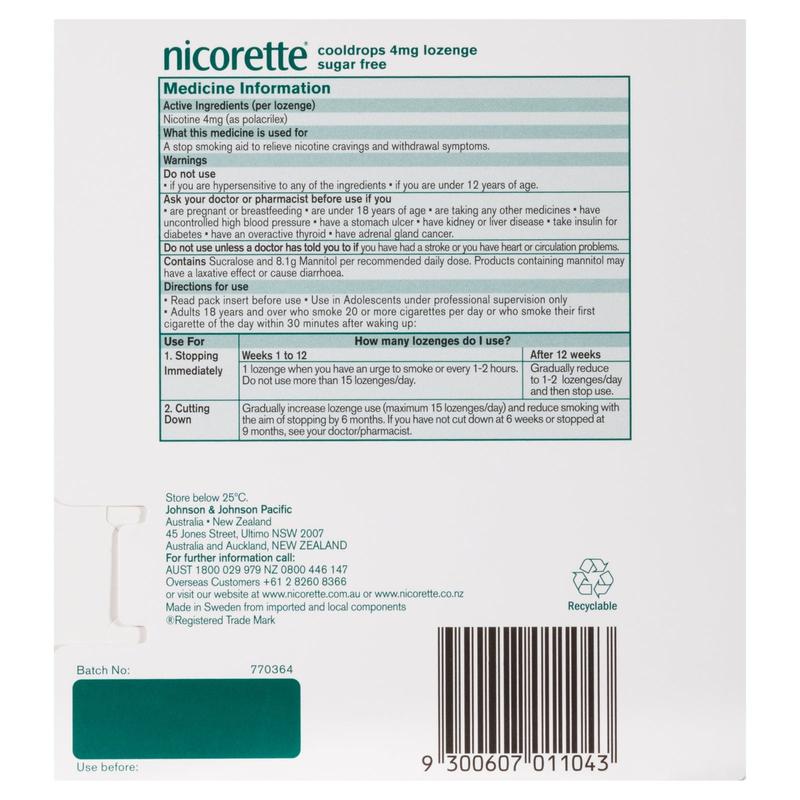 Nicorette Nicorette Cool Drops Icy Mint 4mg 80s 11169647