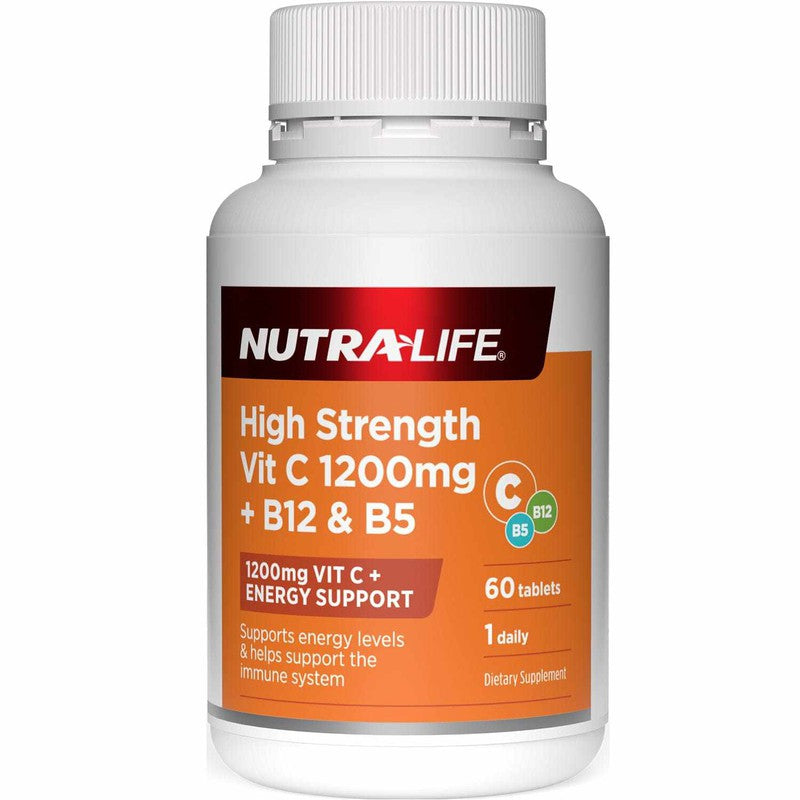 Nutra-Life Nutra-Life High Strength Vit C 1200mg + B12 & B5 Tablets 60s 20021253