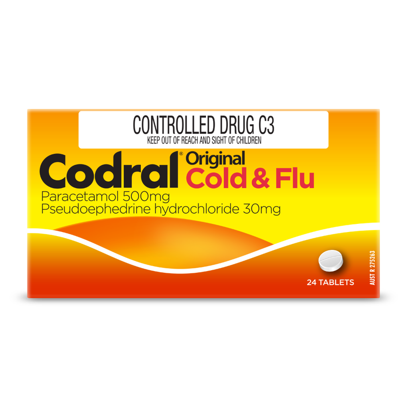 Codral Original Cold & Flu NZ PSE C3 24pk - PHARMACIST ONLY MEDICINE