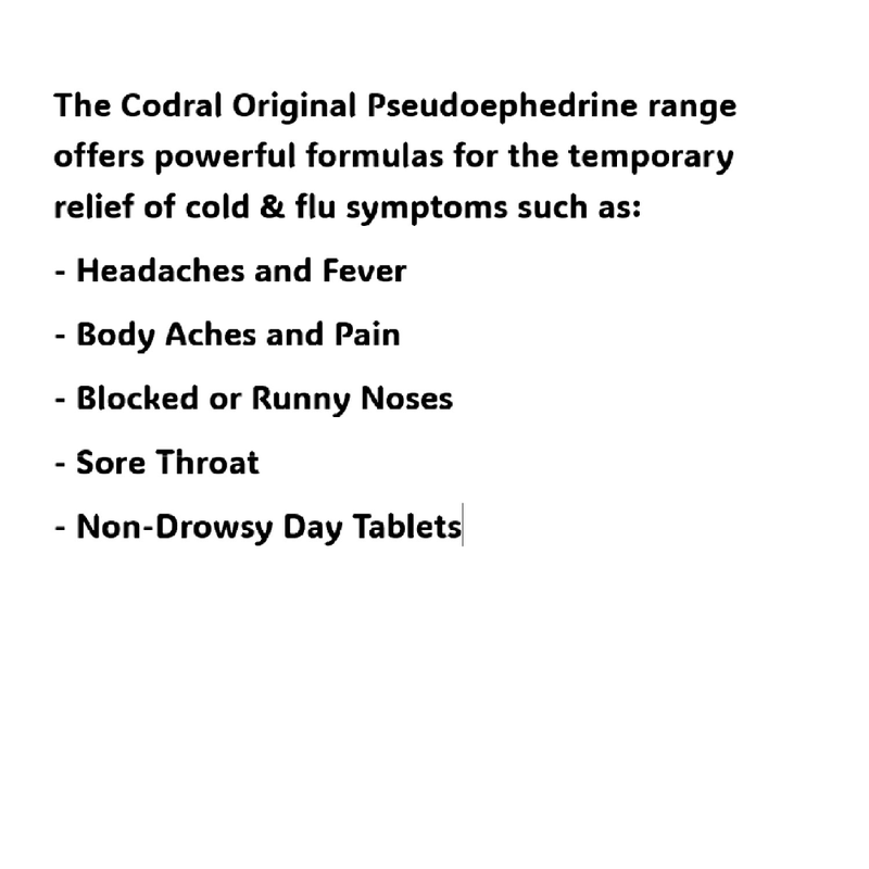 Codral Original Cold & Flu NZ PSE C3 24pk - PHARMACIST ONLY MEDICINE