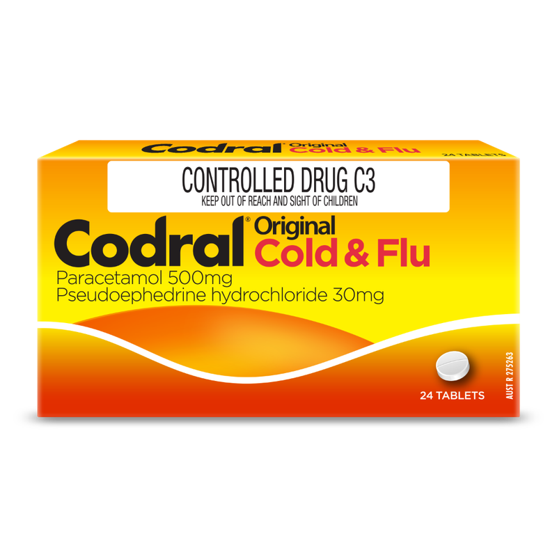 Codral Original Cold & Flu NZ PSE C3 24pk - PHARMACIST ONLY MEDICINE
