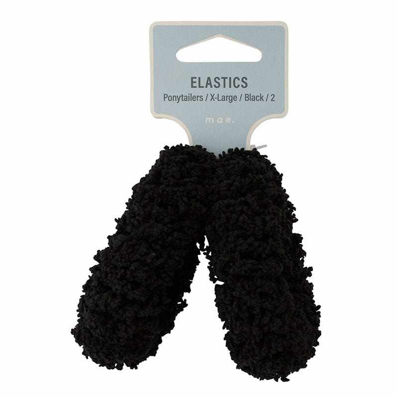 Mae Adorn by Mae Elastics Terry Toweling Ponytailers X Large Black 2s 11272699