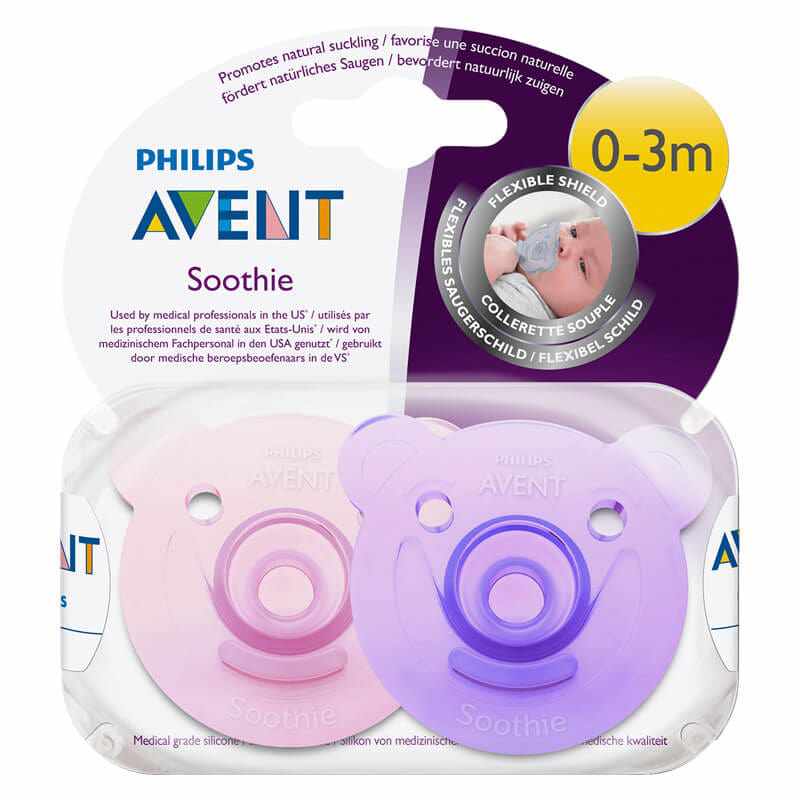 Baby Pacifier Pink Purple Soothie Pacifier Philips Avent 0-3m Bear