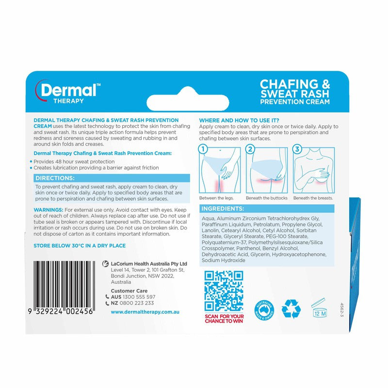 Dermal Therapy Dermal Therapy Chafing & Sweat Rash Prevention Cream 75g 20022084
