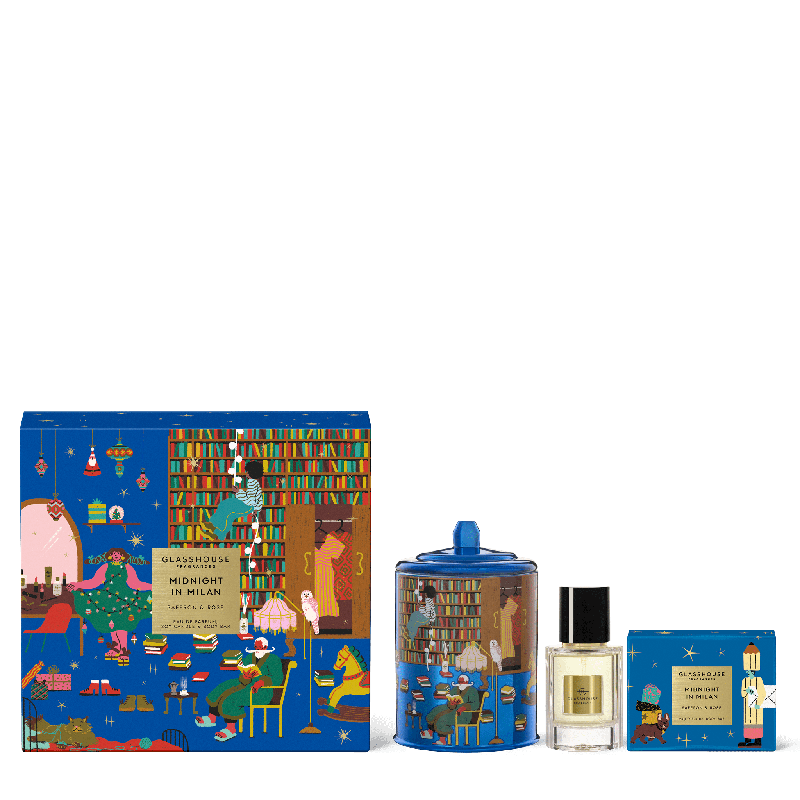 Glasshouse Midnight in Milan EDP Candle and Body Bar Gift Set