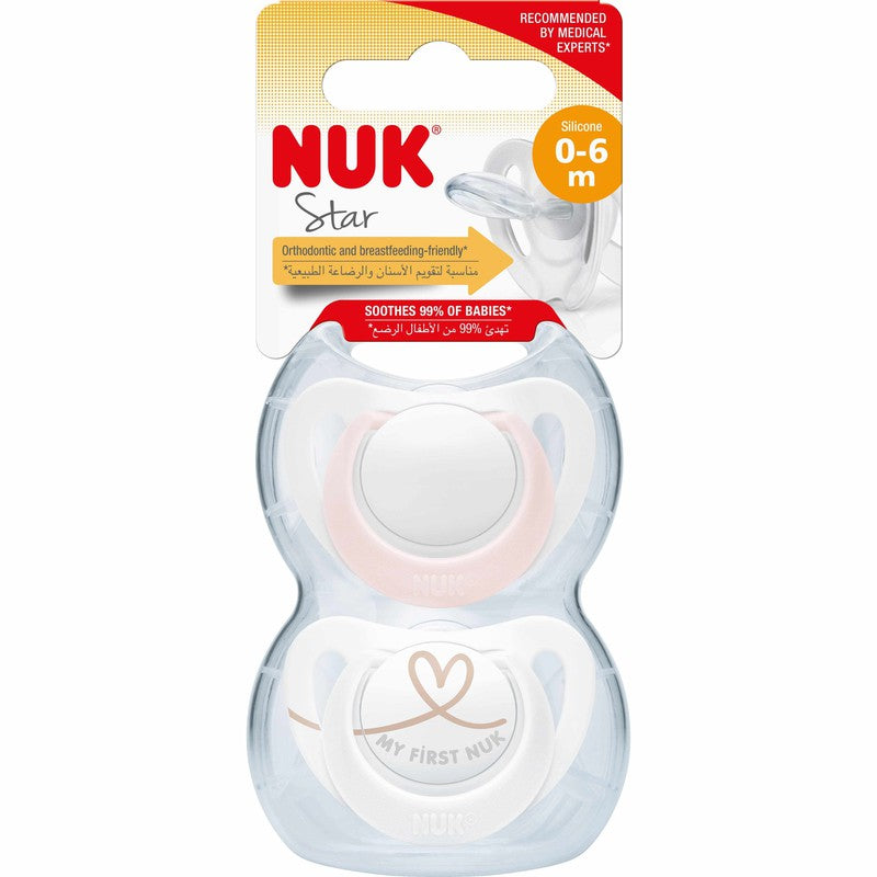Nuk Star Silicone Soother 0-6 months Assorted 2pk – Life Pharmacy