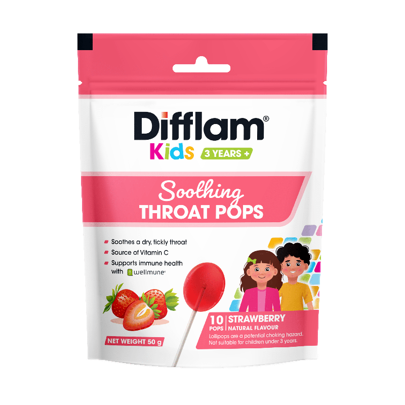 Difflam Difflam Kids Soothing Throat Pops Strawberry 10s 20025495
