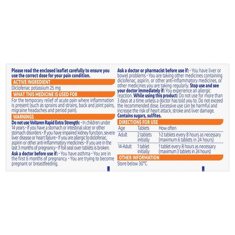 Voltaren Rapid Tabs 25mg 20s (Pharmacist Only Medicine)