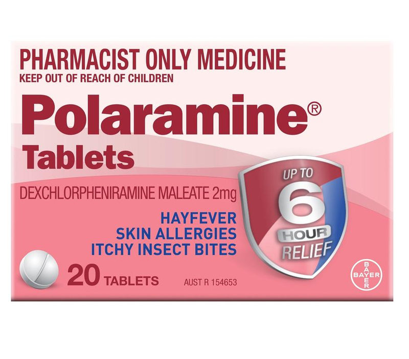 Polaramine Tablets 2mg 20s (PHARMACIST ONLY MEDICINE)