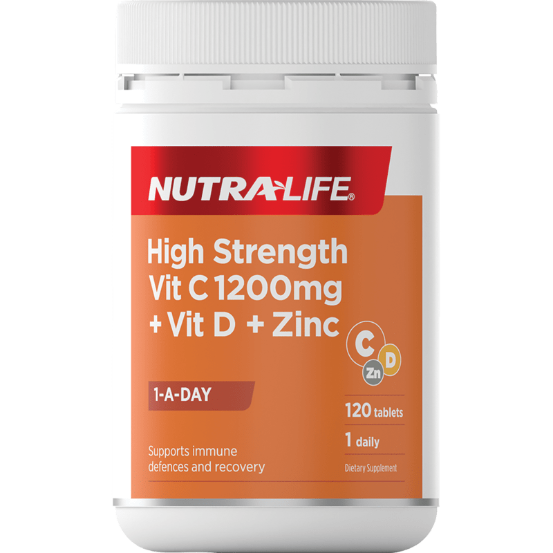 Nutra-Life Nutra-Life High Strength Vit C 1200mg + Vit D + Zinc Tablets 120s 20021525