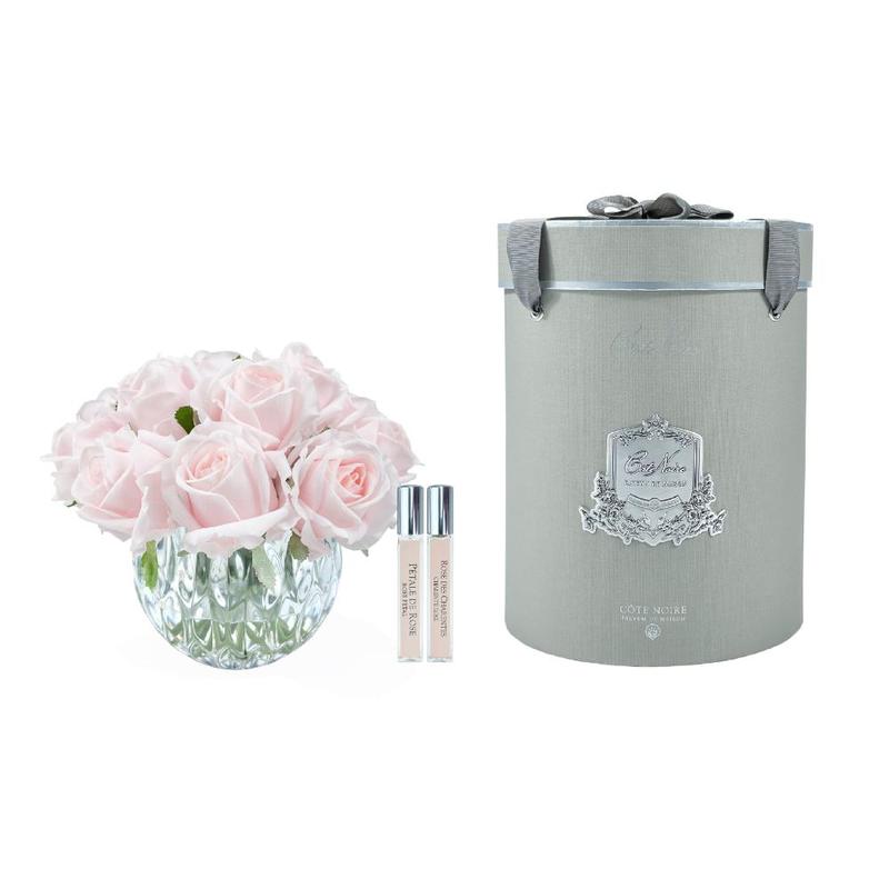 Cote Noire Medium Bowl Rose Buds Bouquet - French Pink