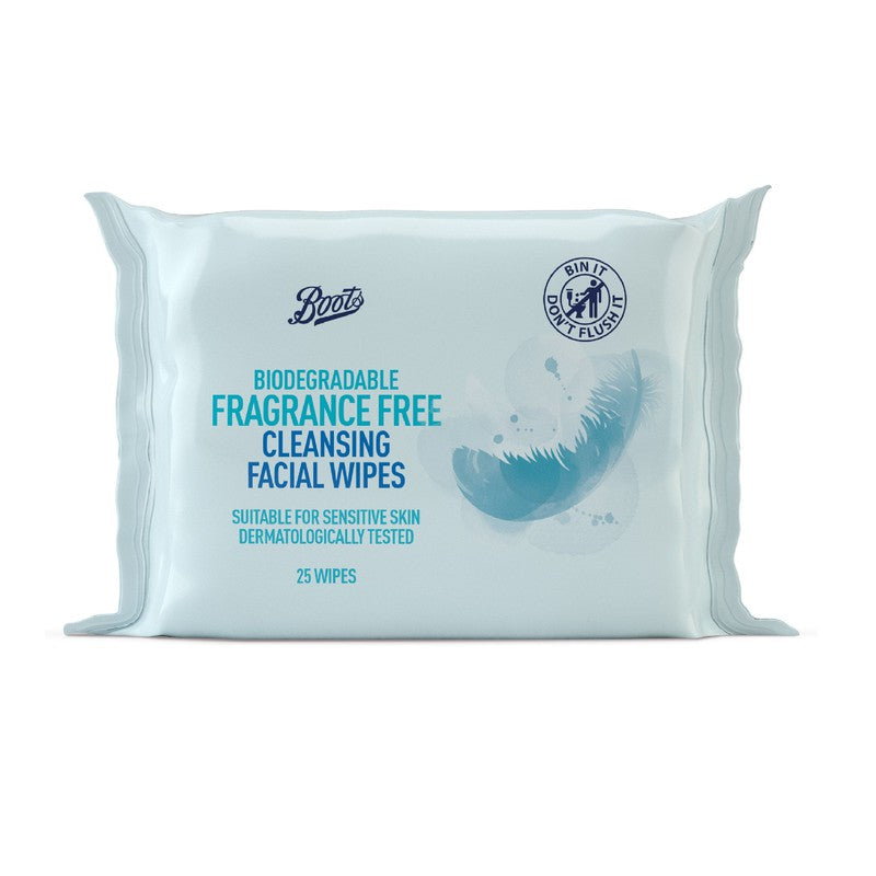 Boots Boots Biogradable Cleansing Wipes Fragrance Free 25s 20029109