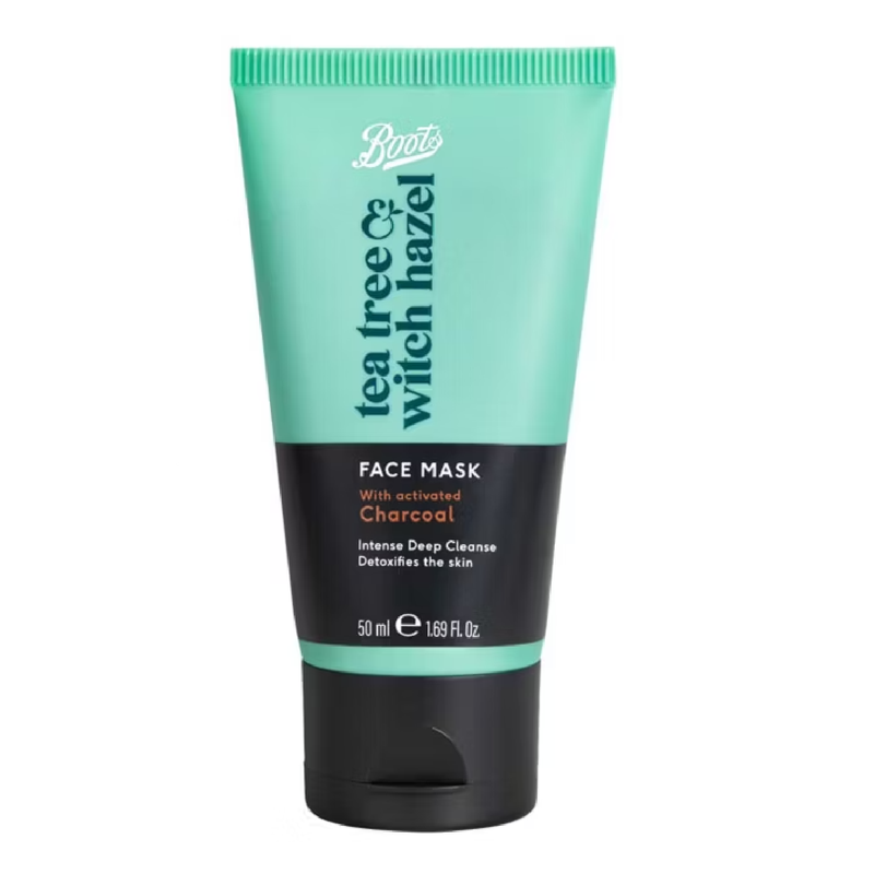 Boots Tea Tree & Witch Hazel Face Mask with Actived Charcoal 50ml