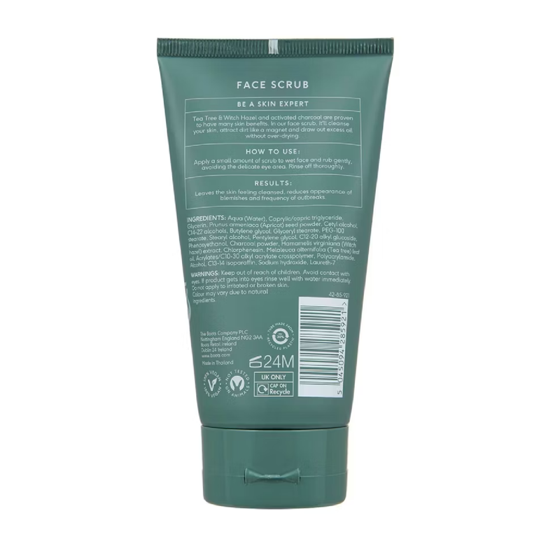 Boots Mens Expert Skin Face Scrub with Activated Charcoal 150ml