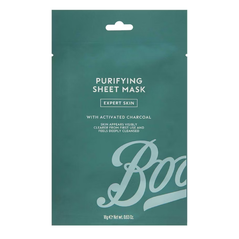 Boots Mens Expert Skin Purifying Sheet Mask with Activated Charcoal 18g