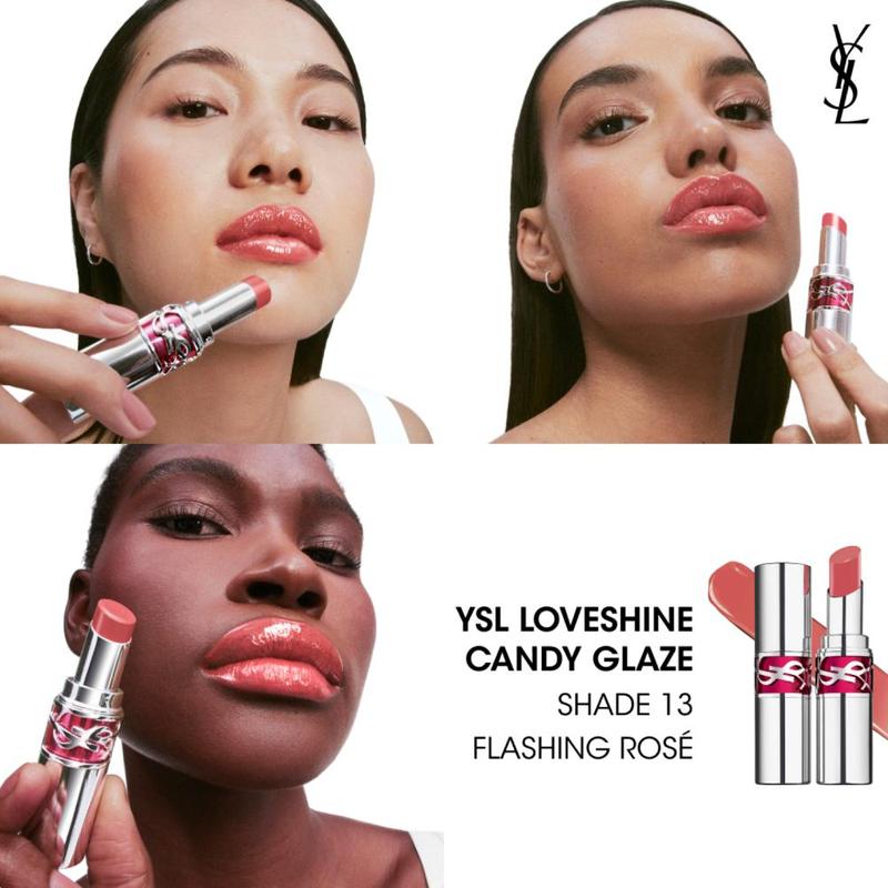 Yves Saint Laurent Loveshine Candy Glaze Lipstick 13 Flashing Rose 3.2g