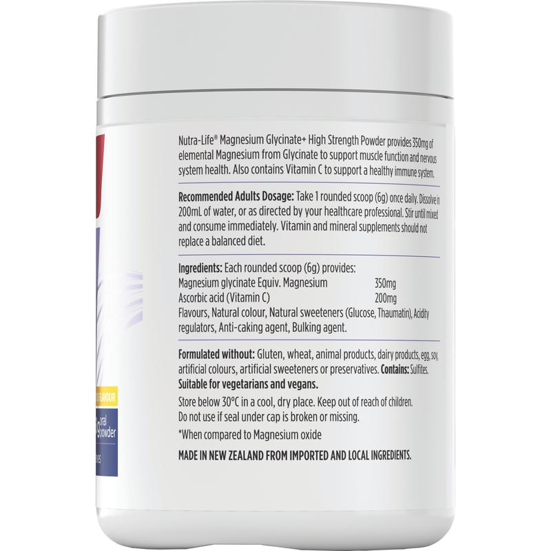 Nutra-Life Magnesium Glycinate+ High Strength Powder Citrus 360g