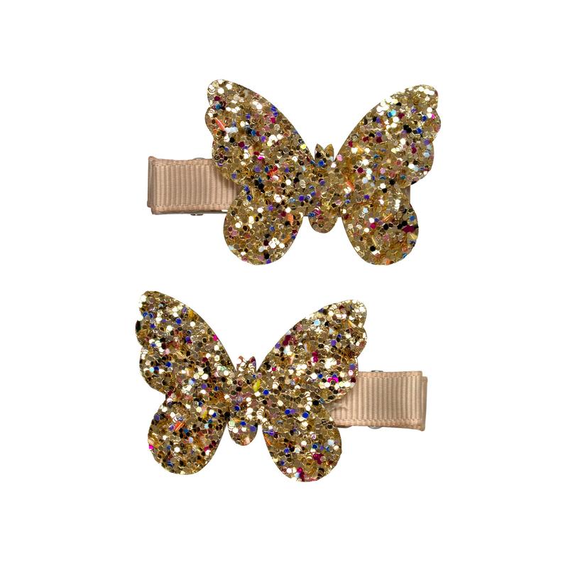 Mini by Mae Alligator Clips Gold Butterflies 2pk