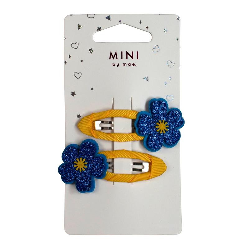 Mini by Mae One Touch Clips Blue Flowers 2pk