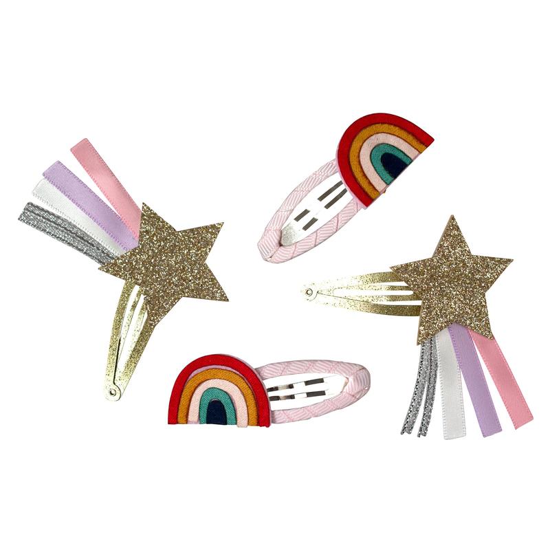 Mini by Mae One Touch Clips Rainbow & Stars 4pk