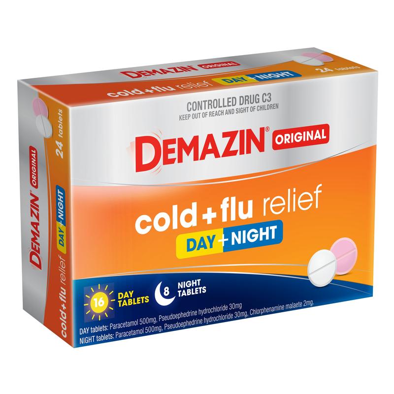 Demazin Original cold +flu Relief Day +Night 24s (Pharmacist Only Medicine)