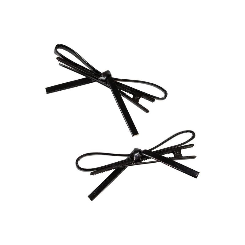 Adorn by Mae Alligator Clips Bows Patent Black 2pcs