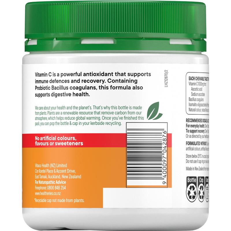 Healtheries Vitamin C 1000mg with Prebiotics and Probiotics Tropical Tabs 80s
