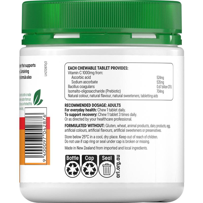 Healtheries Vitamin C 1000mg with Prebiotics and Probiotics Tropical Tabs 80s
