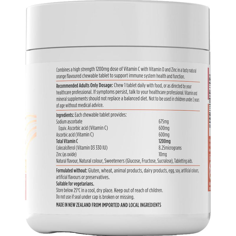 Nutra-Life High Strength Vit C 1200mg + Vit D + Zinc 120pk