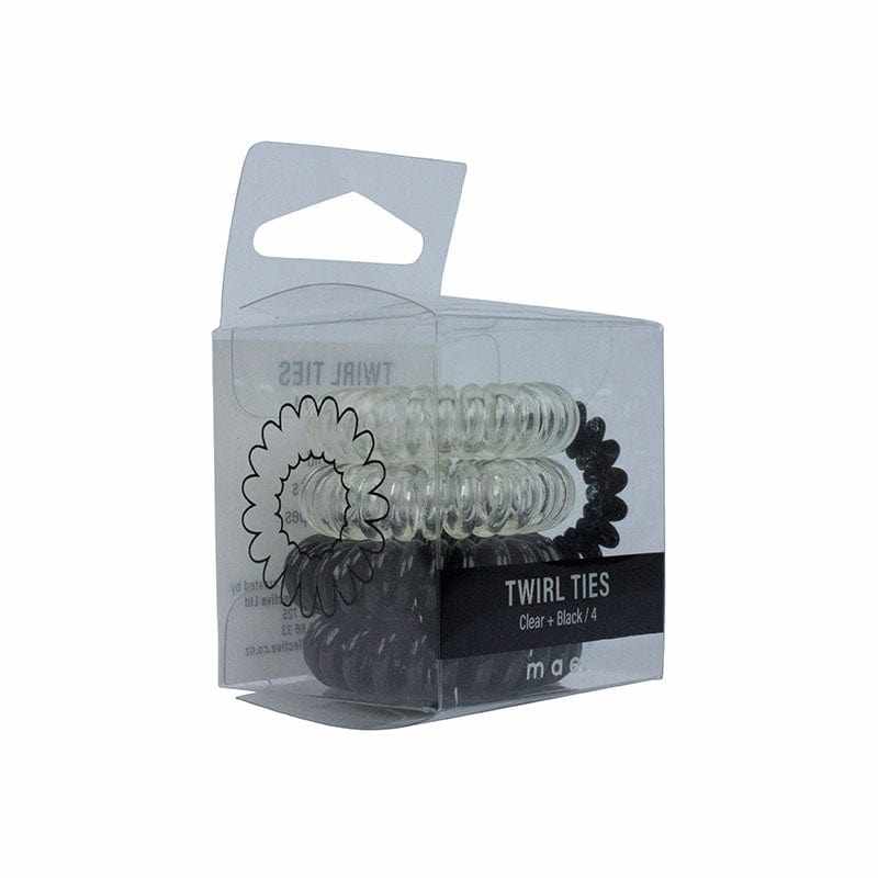 Mae Adorn by Mae Twirl Ties Boxed 2x Clear & 2 x Black 11272640