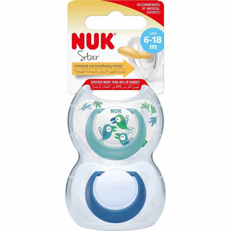 Nuk Star Latex Soother 6-18 months Assorted 2pk – Life Pharmacy