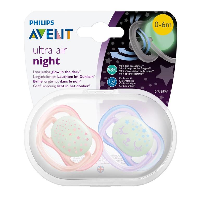 Philips Avent Philips Avent Soother Ultimate Air Night 0-6m 2pk 20011797