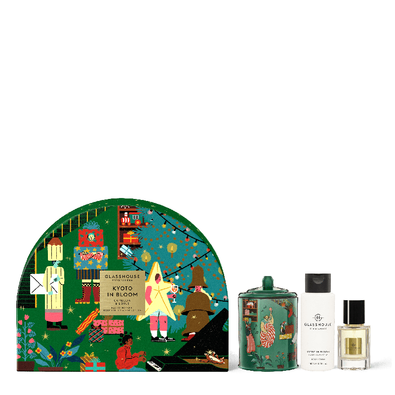 Glasshouse Kyoto in Bloom EDP Candle and Body Lotion Gifts Set