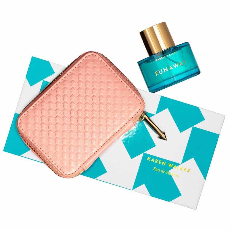 Karen Walker Runaway Azure 60ml EDP with Blush Pink Leather Wallet Gift Set 2pcs