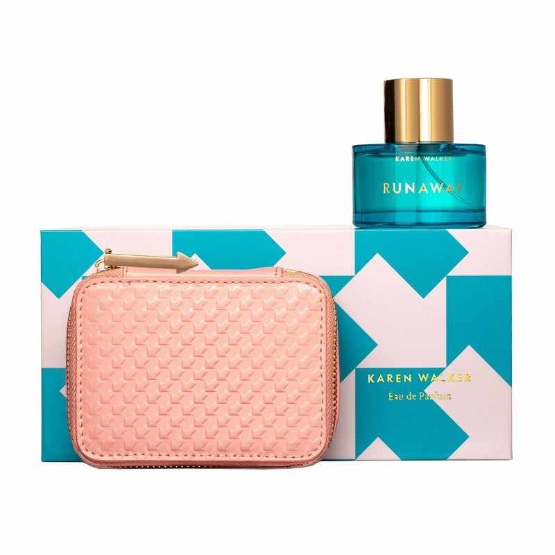 Karen Walker Runaway Azure 60ml EDP with Blush Pink Leather Wallet Gift Set 2pcs