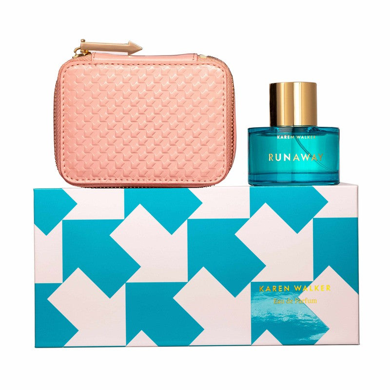 Karen Walker Runaway Azure 60ml EDP with Blush Pink Leather Wallet Gift Set 2pcs
