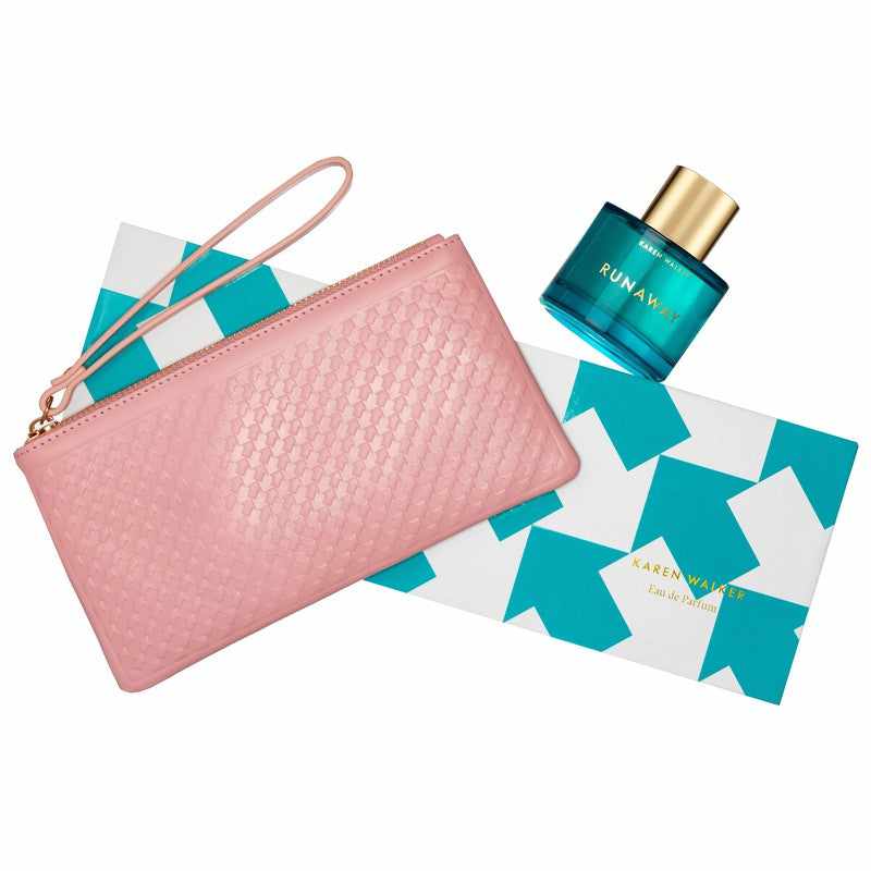 Karen Walker Runaway Azure 100ml EDP with Blush Pink Leather Purse Gift Set 2pcs