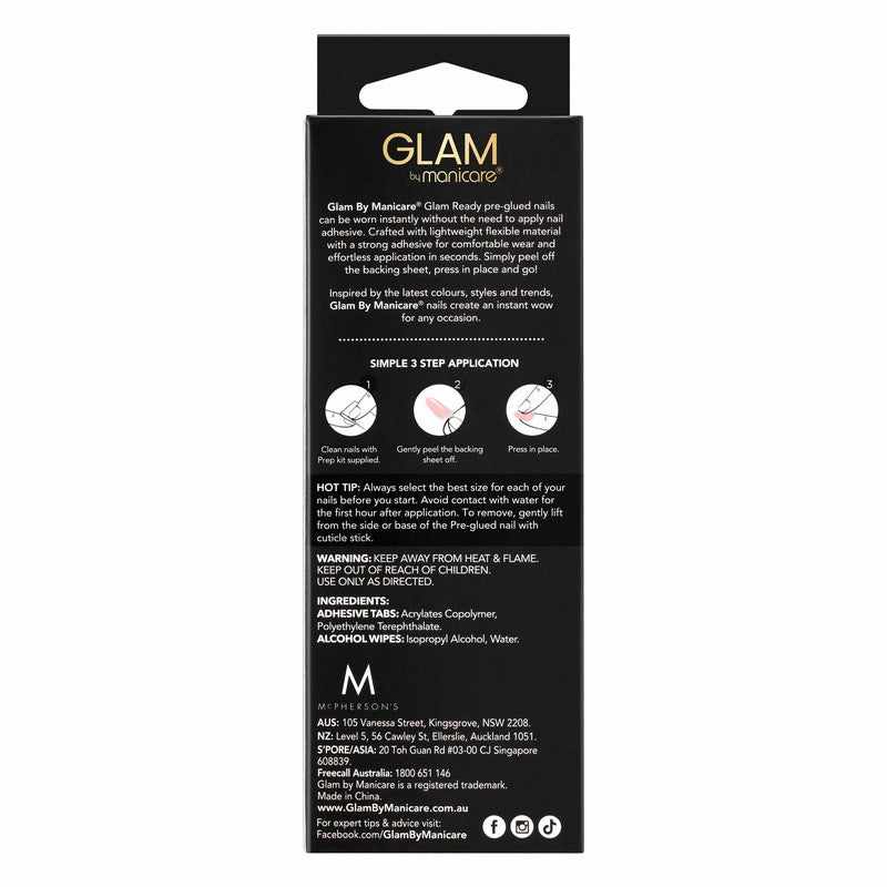 Glam by Manicare Glam Ready Pre-Glued Nails Rose Petal Jelly 30pcs