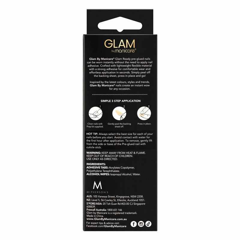 Glam by Manicare Glam Ready Pre-Glued Nails Off the Runway 30pcs