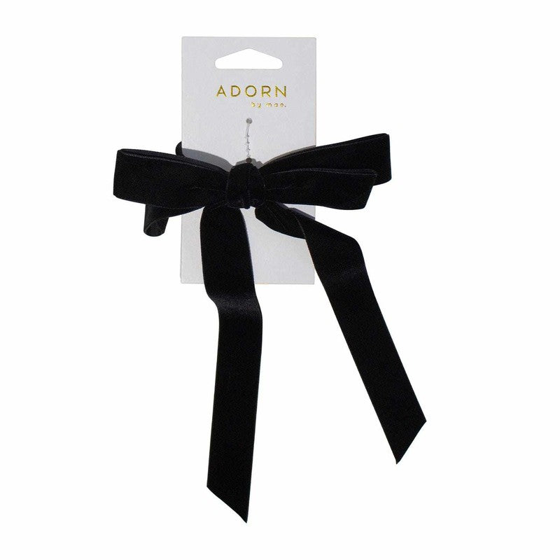 Adorn by Mae Elastic Velvet Bow Black