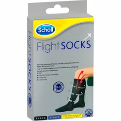Scholl Flight Socks M9-12 Black 1pr