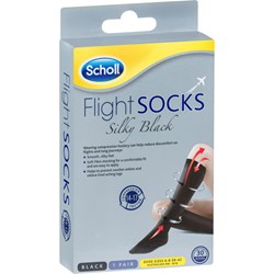 Scholl Flight Socks Silky W8-10 Black 1pr